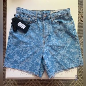 NWT Rag & Bone High-Waisted Floral Denim Shorts